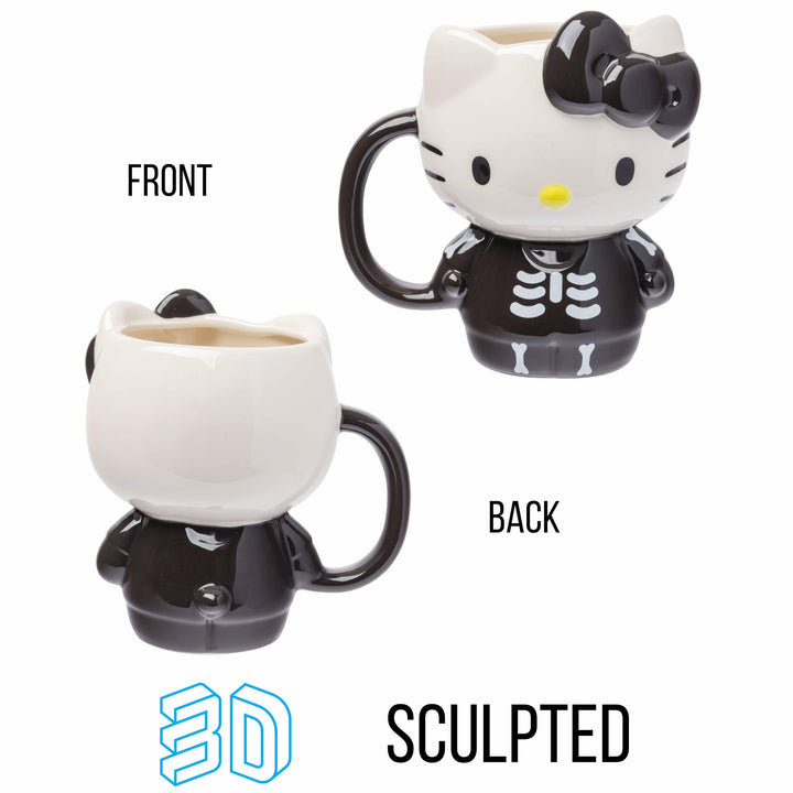 Silver Buffalo Sanrio Hello Kitty Halloween Skeleton Costume Ceramic 3D Sculpted Mug, 20 Ounces