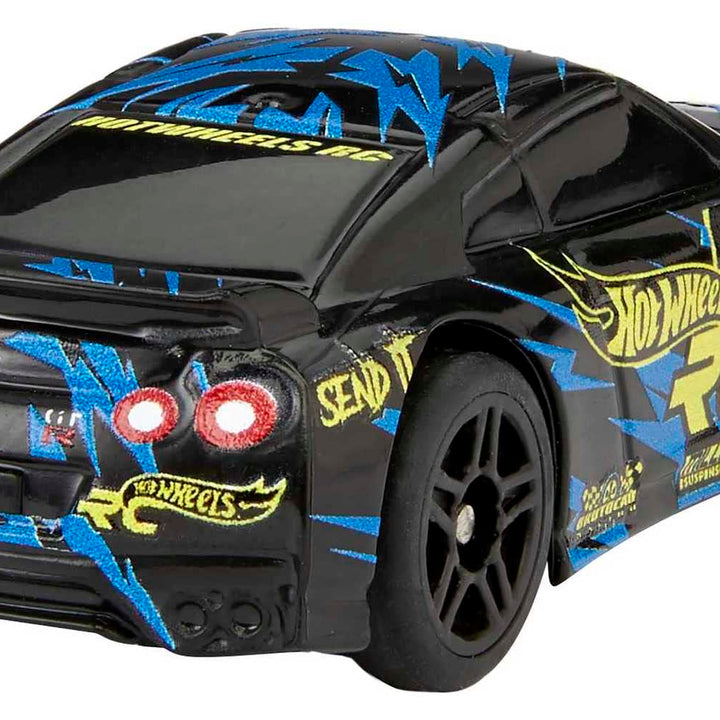 Hot Wheels RC Nissan GTR in 1:64 Scale, Remote-Control Toy Car with Controller & Track Adapter, Works On & Off Track 2022 Nissan GTR