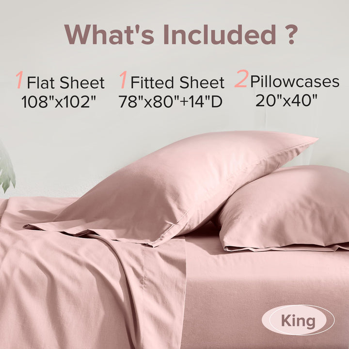 Comfort Spaces 100% Cotton Sheet Set Breathable, Lightweight, Soft with 14" Elastic Pocket Fits up to 16" Mattress, All Season Cozy Bedding, Matching Pillow Case, Queen Good Vibes 4 Piece