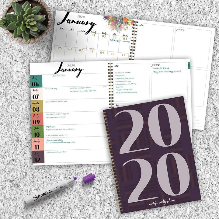 2020 Plum Year Large Weekly Monthly Planner