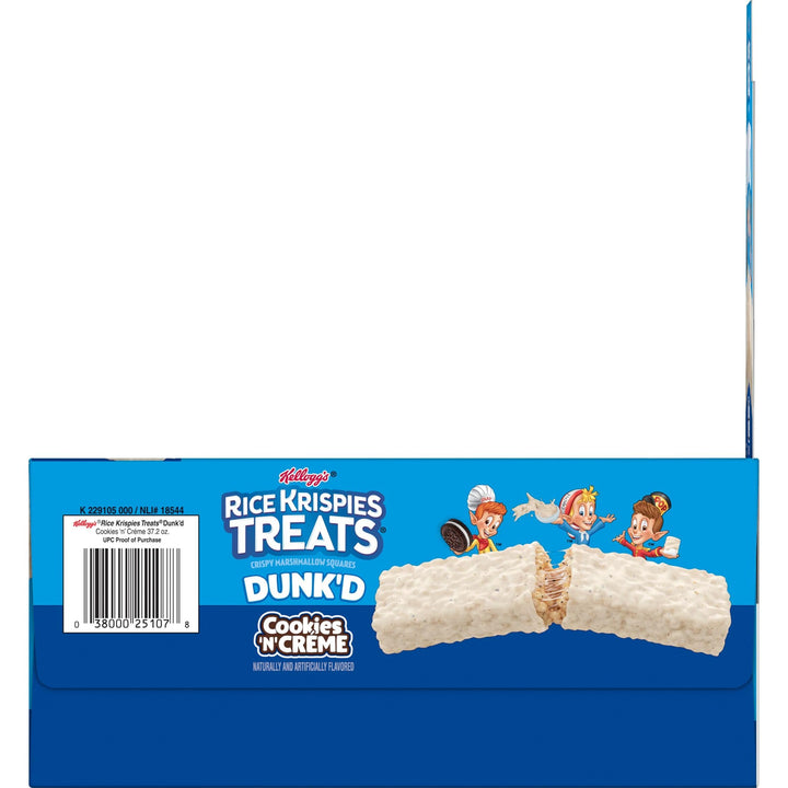 Rice Krispies Treats Dunk'd Marshmallow Snack Bars, Kids Snacks, School Lunch, Cookies 'n' Creme, 37.2oz Box (12 Bars) Cookies 'N Cream