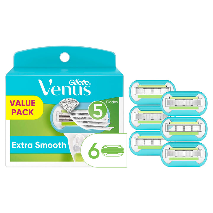 Gillette Venus Extra Smooth Womens Razor Blade Refills, 6 Count, Designed for a Close, Smooth Shave