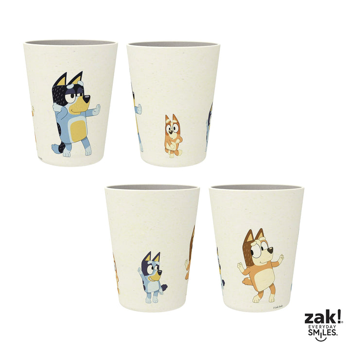 Zak Designs Bluey Kids Dinnerware Set 3 Pieces, Durable and Sustainable Melamine Bamboo Plate, Bowl, and Tumbler are Perfect For Dinner Time With Family (Bluey, Bingo, Bandit, Chilli) 8" Plate, 6" Bowl, 10oz Tumbler