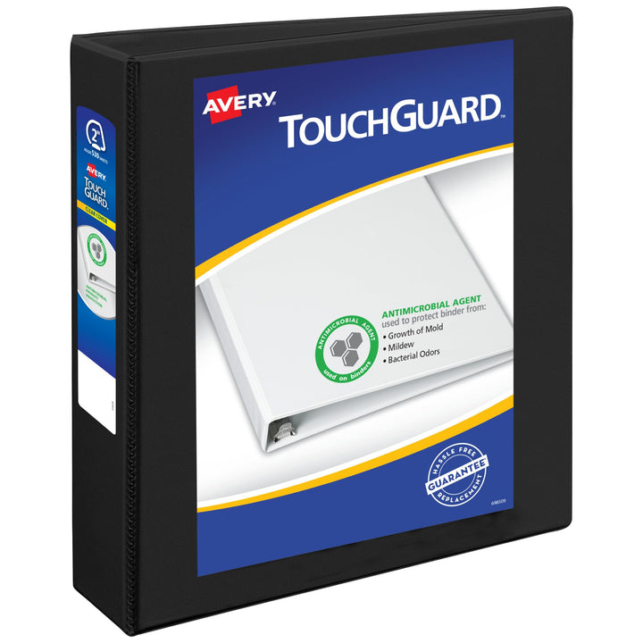 Avery TouchGuard Protection 3 Ring Binder, Customizable Cover, 2 Inch Slant Rings, 1 Black Binder (17119) 2"