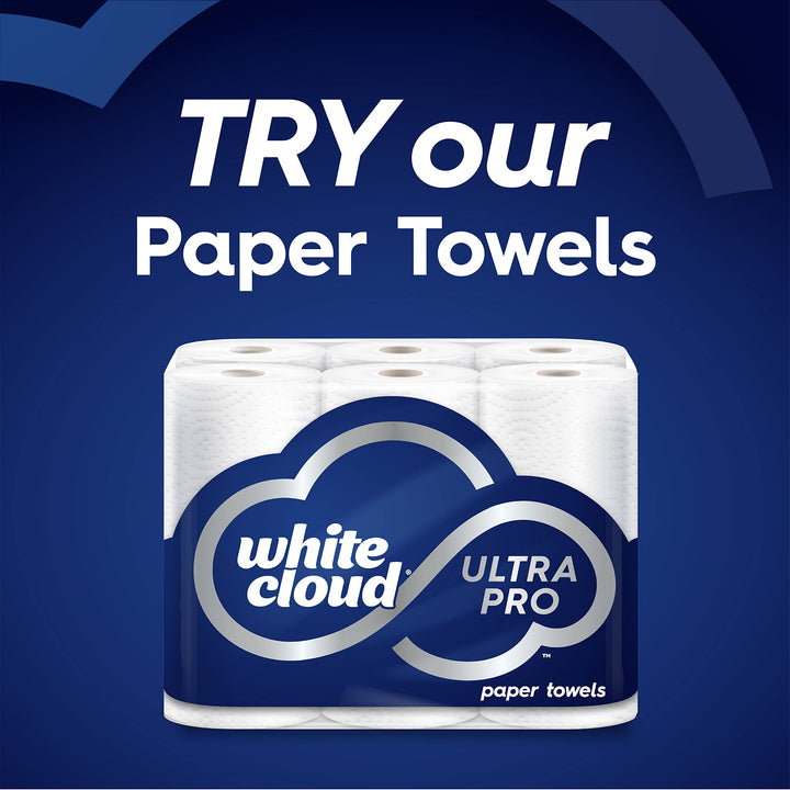 White Cloud Ultra Soft & Strong Toilet Paper, 4 packs of 6 Mega Rolls = 96 Regular Rolls