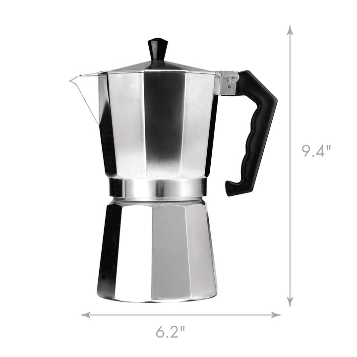 Primula Classic Stovetop Espresso and Coffee Maker, Moka Pot for Italian and Cuban Caf Brewing, Greca Coffee Maker, Cafeteras, 9 Espresso Cups, Silver