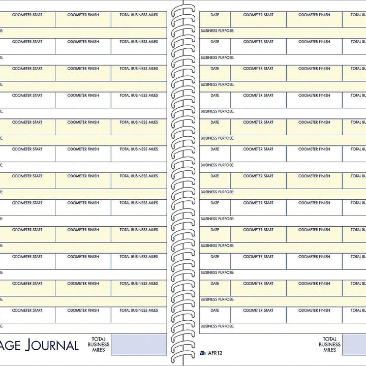 Adams ABFAFR12 Vehicle Mileage and Expense Journal, 5-1/4" x 8-1/2", Fits the Glove Box, Spiral Bound, 588 Mileage Entries, 6 Receipt Pockets,White