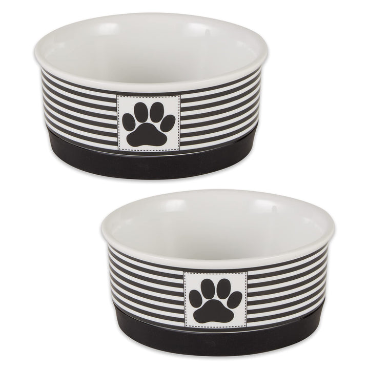 Bone Dry Paw & Patch Ceramic Pet Collection, Small Set, 4.25x2, Black, 2 Piece,5742 Small Bowl Set, 4.25x2"