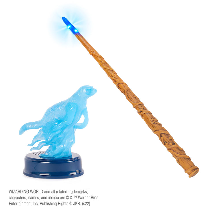 Wizarding World Harry Potter, 13-inch Hermione Granger Patronus Spell Wand with Otter Figure, Lights and Sounds, Kids Toys for Ages 6 and up Light-up Patronus Wand (Hermione)