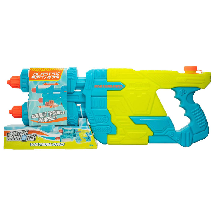 Water Warriors: Waterlord - Water Blaster - Double-Barrel, Shoots Up to 32 Feet, Outdoor Water Play, Kids Toy, Ages 6+