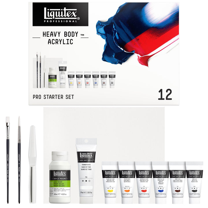 Liquitex Professional Heavy Body Acrylic Paint Starter Set, Set of 12, Blue,Orange Starter Set of 12 Paint Set