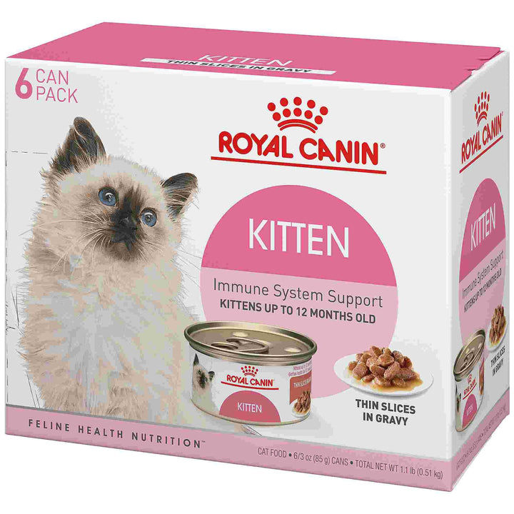 Royal Canin Feline Health Nutrition Kitten Thin Slices in Gravy Canned Cat Food, 3 oz can (6-pack)