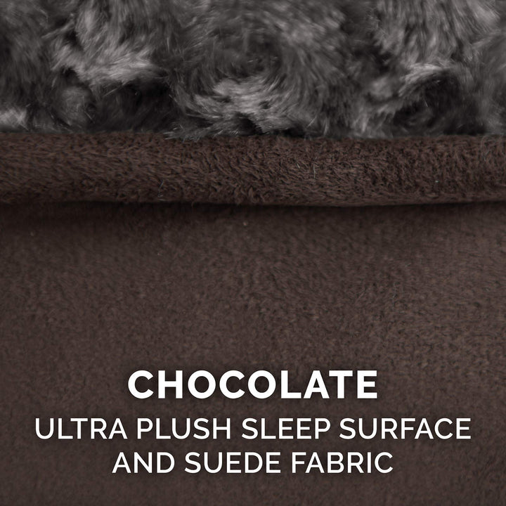 Furhaven Replacement Dog Bed Cover Ultra Plush Faux Fur & Suede Contour Luxe Lounger, Machine Washable - Chocolate, Large Ultra Plush (Chocolate) 36.0"L x 24.0"W x 0.3"Th Cover Only