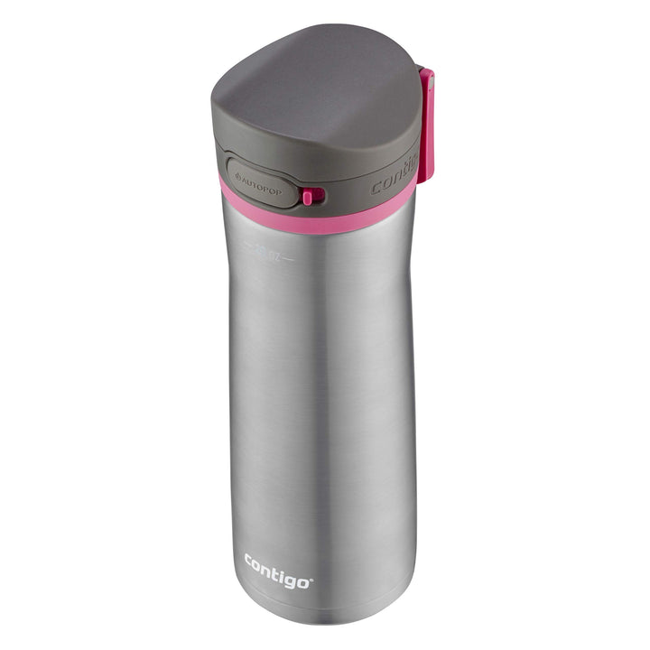 Contigo Jackson Chill 2.0 Vacuum-Insulated Stainless Steel Water Bottle, Secure Lid Technology for Leak-Proof Travel, Keeps Drinks Cold for 12 Hours, 20oz Steel/Dragonfruit