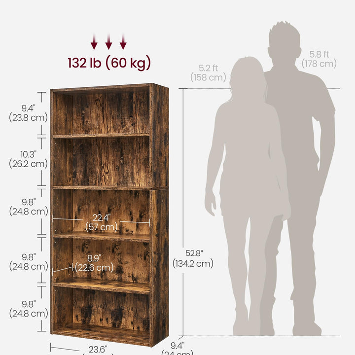 VASAGLE Bookshelf, 23.6 Inches Wide, 4-Tier Open Bookcase with Adjustable Storage Shelves, Floor Standing Unit, Cloud White ULBC164T14 1 Pack 4 Tiers (23.6"W x 42.4"H)