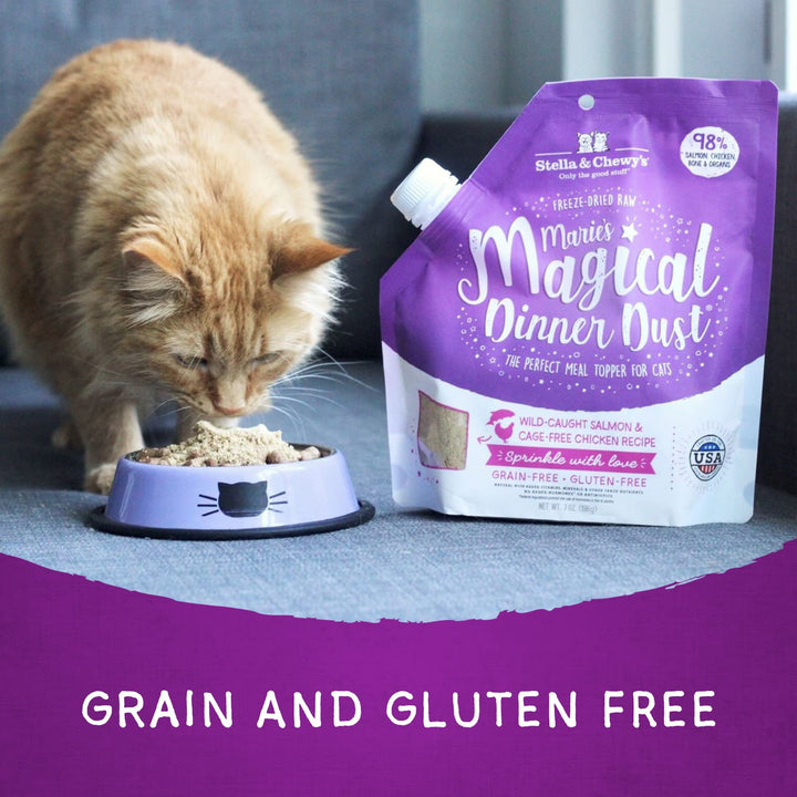 Stella & Chewy's Freeze-Dried Raw Marie’s Magical Dinner Dust – Grain Free, Protein Rich Cat & Kitten Food Topper – Wild-Caught Salmon & Cage-Free Chicken Recipe – 7 oz Bag Salmon & Chicken 7 Ounce (Pack of 1)