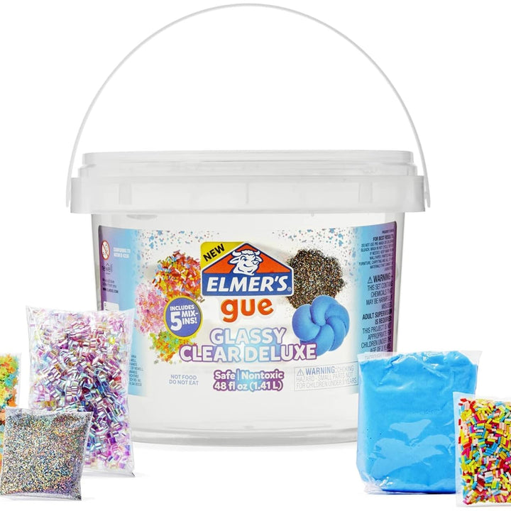 Elmer's Gue Premade Includes 5 Sets of Slime Add-ins, 3 Lb. Bucket, Glassy Clear