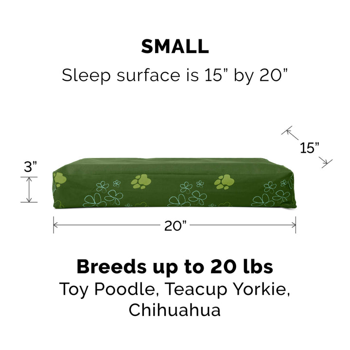 Furhaven Water-Resistant Cooling Gel Dog Bed for Small Dogs w/ Removable Washable Cover, For Dogs Up to 20 lbs - Indoor/Outdoor Garden Print Mattress - Jungle Green, Small Water-Resistant Garden Print (Jungle Green) 20.0"L x 15.0"W x 3.0"Th
