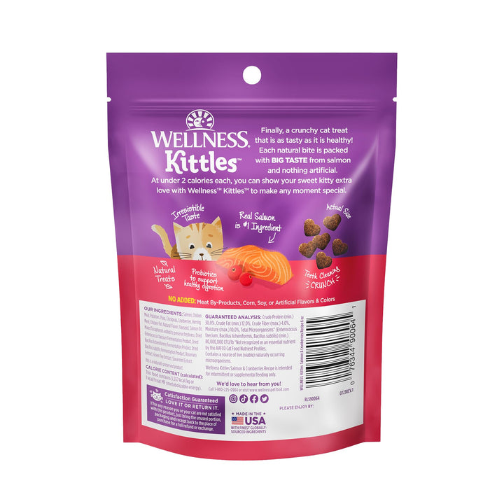 Wellness Kittles Natural Grain Free Cat Treats, Salmon & Cranberries, 6-Ounce Bag 6 Ounce (Pack of 1)