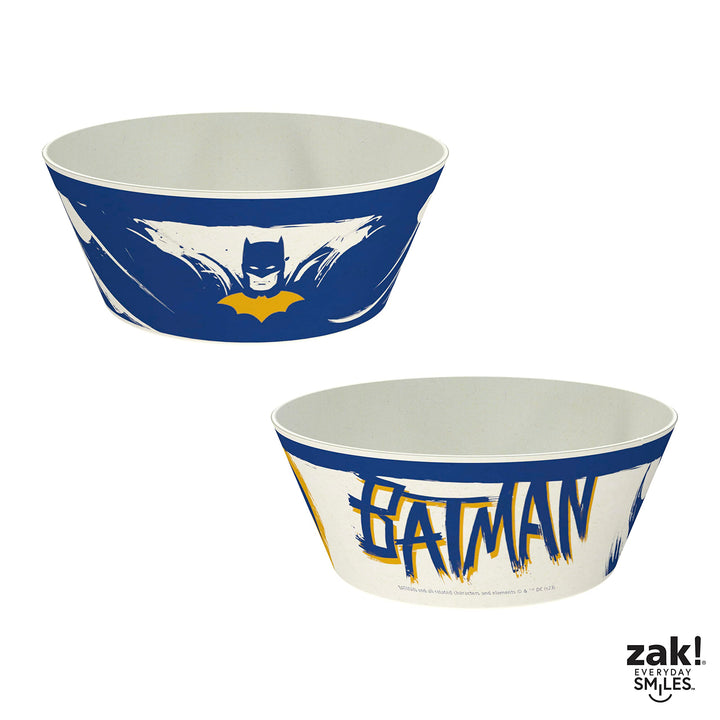 Zak Designs DC Comics Batman Kids Dinnerware Set 3 Pieces, Durable and Sustainable Melamine Bamboo Plate, Bowl, and Tumbler are Perfect For Dinner Time With Family (Batman, Robin, Batgirl) 8" Plate, 6" Bowl, 10oz Tumbler