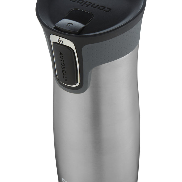 Contigo West Loop Stainless Steel Vacuum-Insulated Travel Mug with Spill-Proof Lid, Keeps Drinks Hot up to 5 Hours and Cold up to 12 Hours, 16oz 2-Pack, Grapevine & Steel Grapevine & Stainless Steel