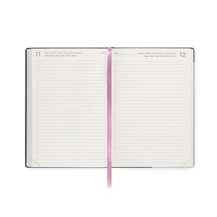 Legami - Medium Daily Diary, 12 Months, from January 2024 to December 2024, Elastic Closure, January 2025 Monthly Planner, Final Pocket, Removable Address Book, 12 x 18 cm, Holo Fairy Colour