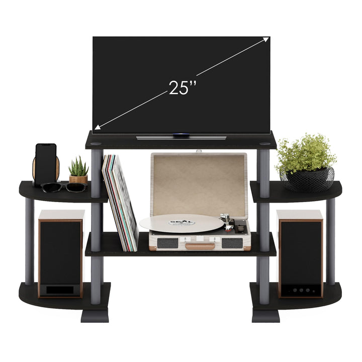 Furinno Turn-S-Tube Wide TV Entertainment Center, Sonoma Oak/White, 47. 25x13. 4x15. 9 4-Tiers with Round Corner