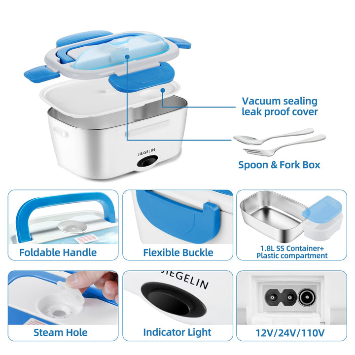 electric lunch box for adults food heater,loncheras electricas para calentar almuerzo,bento box adult hot lunch box self heating portable food warmer for working men for car 9.05*6.68*3.95 inches Blue