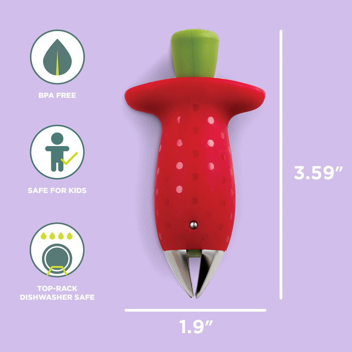 Chef'n StemGem Strawberry Huller, 3.5", Red/Green 3.5"