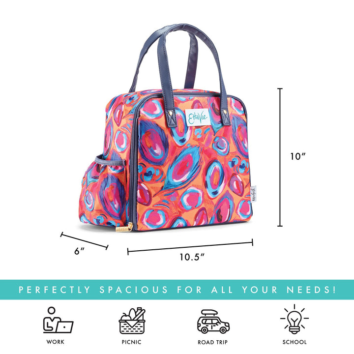 Fit & Fresh Lunch Bag For Women, Insulated Womens Lunch Bag For Work, Leakproof & Stain-Resistant Large Lunch Box For Women With Containers, Tumbler and Ice Pack, Zipper Closure Wichita Bag Peacock Abstract Peacock