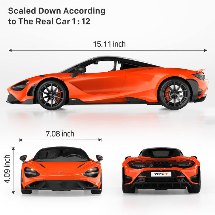 MIEBELY Remote Control Car, McLaren Rc Cars Officially Licensed 1/12 Scale 7.4V 900mAh Toy Car with 12km/h Fast Model Car Headlight for Adults Kids Boys Age 6-12 Year Birthday Ideas Gift Orange Orange-red