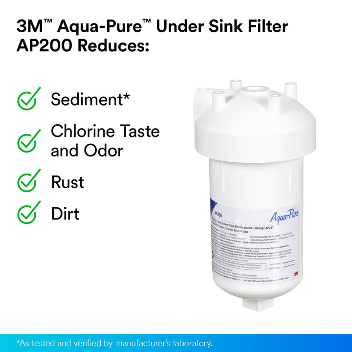 3M Aqua-Pure Under Sink Replacement Water Filter Cartridge AP217, Full Flow, white, 2