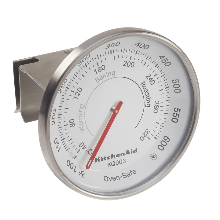 KitchenAid KQ903 3-in Analog Dial Oven/Appliance Thermometer, TEMPERATURE RANGE: 100F to 600F, Stainless Steel Oven Thermometer