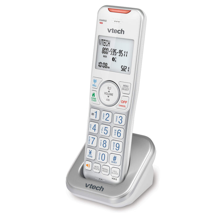 VTech Accessory Handset with Bluetooth Connect to Cell and Smart Call Blocker, VS112-07 (Silver & White) VS112 Accessory Handset Phone