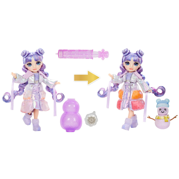 Rainbow High Winter Wonderland Violet - Purple 11” Fashion Doll with Magic Snow Hidden in Fashion That Puffs Up with Water, and Snowman Kit, Great Gift for Kids 4-12 Years Old