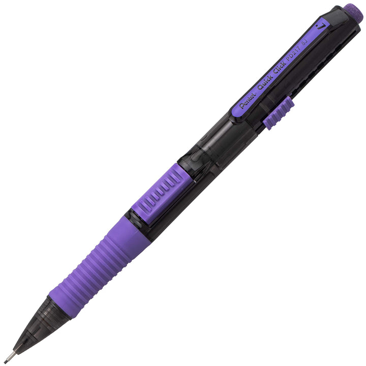 Pentel Quick Click Pop Mechanical Pencil, (0.7mm) Medium 2B Lead, Black Barrel W/Violet Trim Box of 12 (PD217AV) 12 Count (Pack of 1) Violet