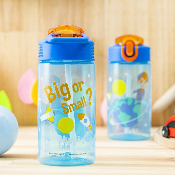 Zak Designs Blippi Kids Water Bottle with Spout Cover and Built-In Carrying Loop, Made of Durable Plastic, Leak-Proof Design for Travel (16 oz, Pack of 2) 2 Count (Pack of 1) Blippi 2pk