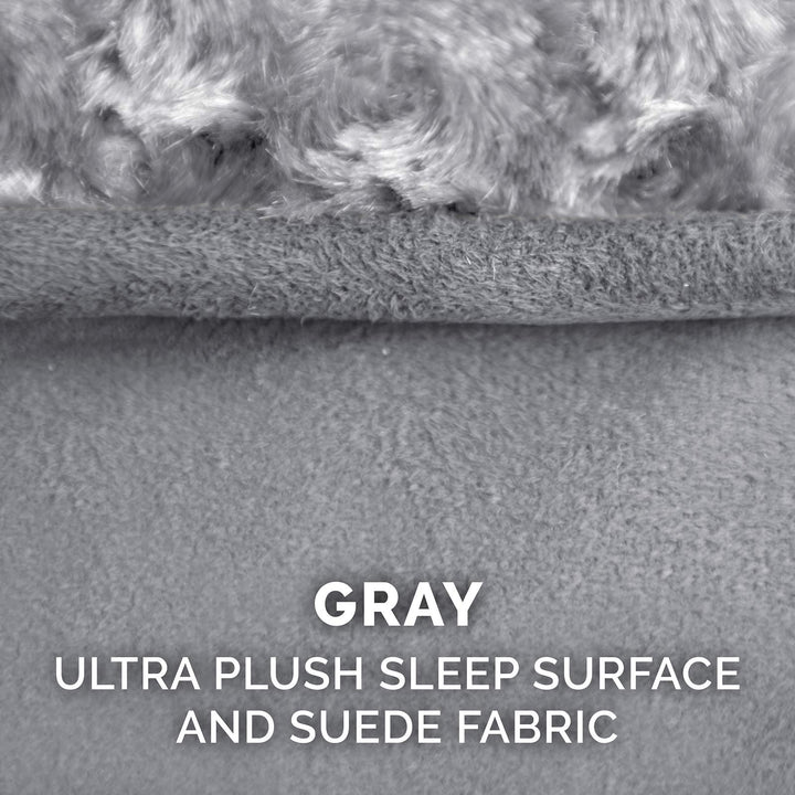 Furhaven Replacement Dog Bed Cover Ultra Plush Faux Fur & Suede Contour Luxe Lounger, Machine Washable - Gray, Jumbo (X-Large) Ultra Plush (Gray) 45.0"L x 30.0"W x 0.3"Th Cover Only