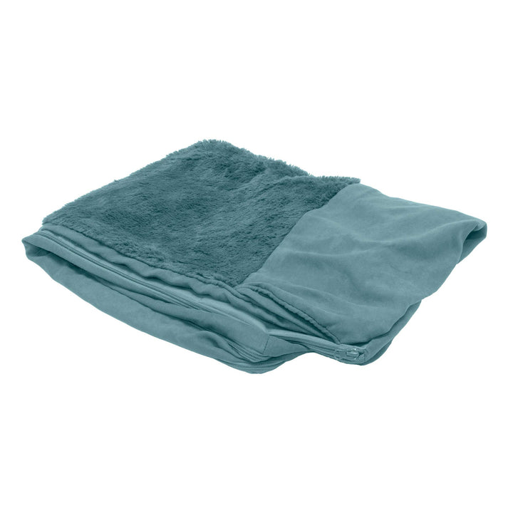 Furhaven Replacement Dog Bed Cover Plush & Suede Sofa-Style, Machine Washable - Deep Pool, Medium