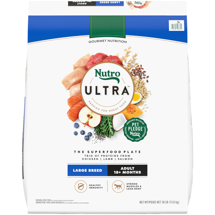 Nutro Ultra Adult Large Breed Dry Dog Food, Chicken, Lamb and Salmon Protein Trio, 30 lb. Bag 30 Pound (Pack of 1)