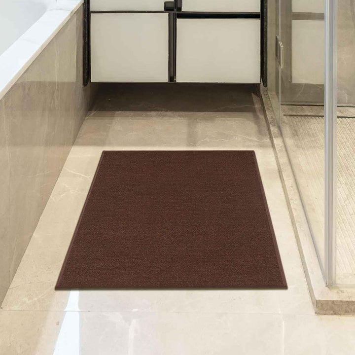 Machine Washable Modern Solid Design Non-Slip Rubberback 2x3 Traditional Area Rug for Entryway, Bedroom, Kitchen, Bathroom, 2'3" x 3', Brown Solid Brown Entryway - 2'3" x 3'