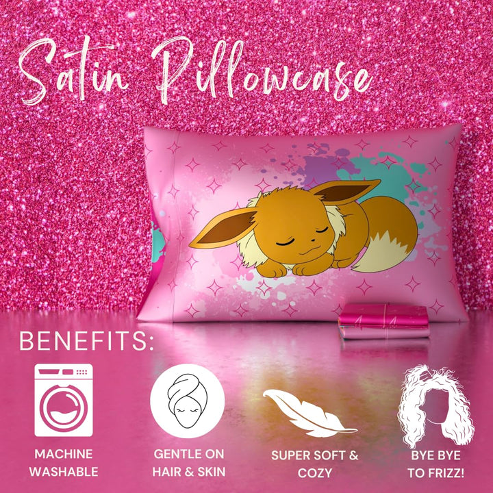 Squishmallows Bedding Silky Satin Standard Beauty Silky Satin King Size Pillowcase Cover 20x36 for Hair and Skin, (Officially Licensed Product) Squishmallows - Sleepy Mallow King (U.S. Standard)