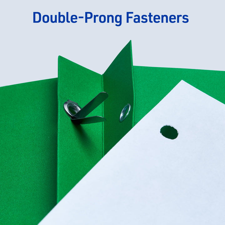 Avery Two Pocket Folders with 3 Prong Fasteners, Holds 70 Sheets, 25 Green Folders (47977) 25 Covers 1