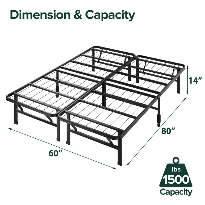 ZINUS Rumi 14in Easy SmartBase® Mattress Foundation, Sturdy Metal Bed Frame, No Box Spring Needed, Eco Friendly Packaging, Full Black Basic Assembly