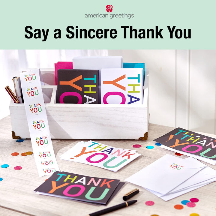 American Greetings Thank You Cards with Envelopes, Brown Kraft-Style (50-Count)