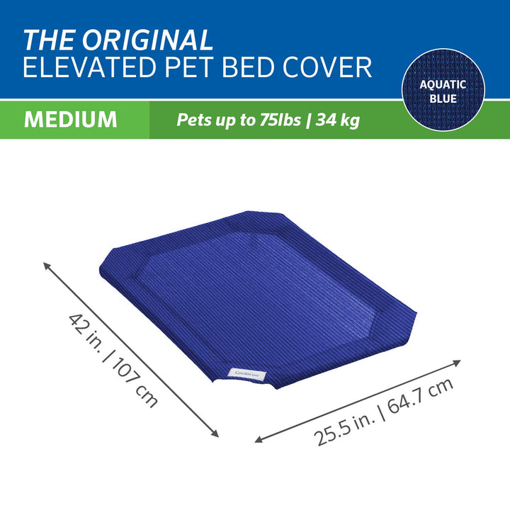 Coolaroo The Original Elevated Pet Bed Replacement Cover, Medium, Aquatic Blue 42.0"L x 25.5"W x 0.3"Th