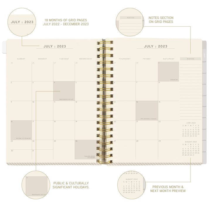 Graphique 2024 Spiral Vegan Leather Planner | 18 Month Organizer July 2023 - Dec. 2024 | Weekly & Monthly Spreads | To-Do & Note List | Reference Tabs | Reminder Stickers | Go Your Way | 8 x 10