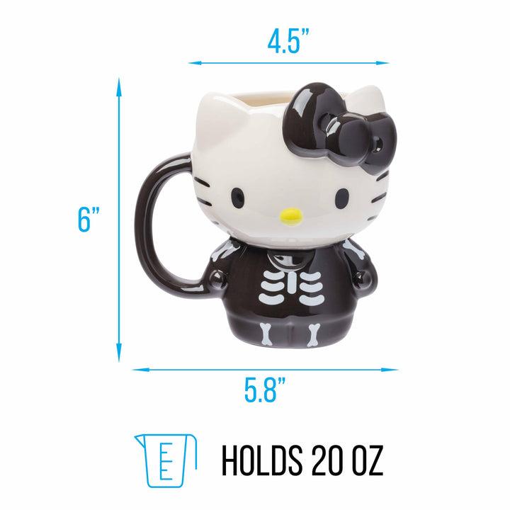 Silver Buffalo Sanrio Hello Kitty Halloween Skeleton Costume Ceramic 3D Sculpted Mug, 20 Ounces
