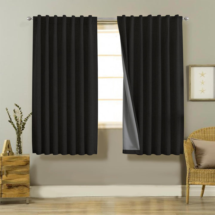 Joydeco 100% Black Out Curtains 63 inch Long 2 Panels Burg Natural Blackout Linen Drapes for Bedroom Living Room Darkening Curtain Thermal Insulated Back tab Rod Pocket(37x63 inch,Sage Green) Sage Green 37"W x 63"L (Pack of 2)