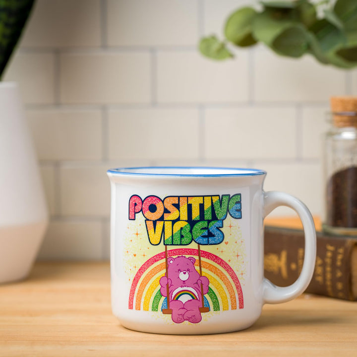 Silver Buffalo Care Bears Positive Vibes Glitter Ceramic Camper Mug, 20 Ounces